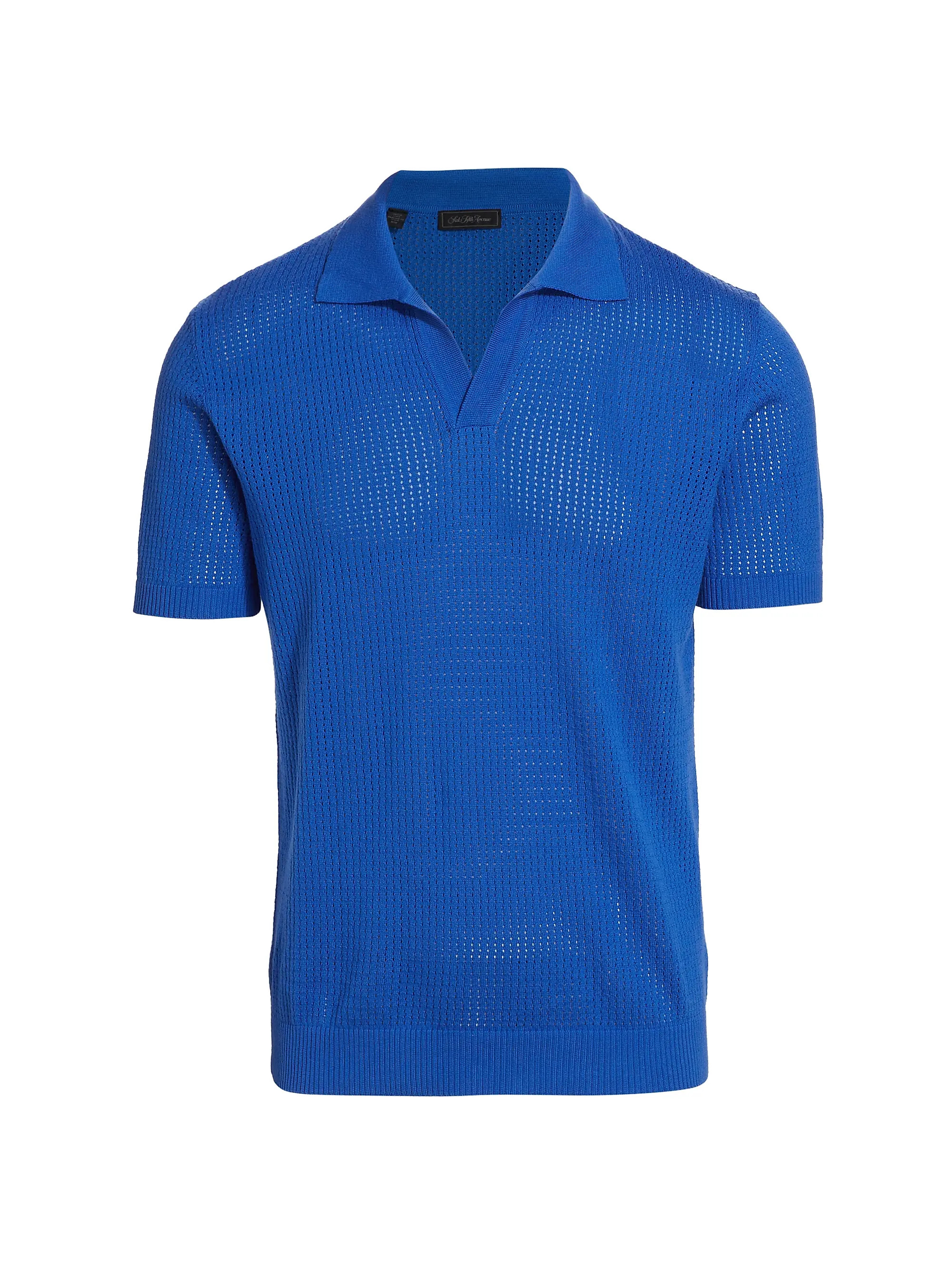 Shop Saks Fifth Avenue COLLECTION Cotton Open-Knit Polo Shirt | Saks Fifth Avenue | Saks Fifth Avenue