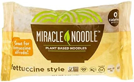 Miracle Noodle Shirataki Fettuccini, Gluten-Free, Zero Carb, Keto, Vegan, Soy Free, Paleo, Blood ... | Amazon (US)