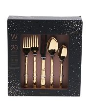 20pc Gold Plated Stainless Steel Flatware Set | TJ Maxx
