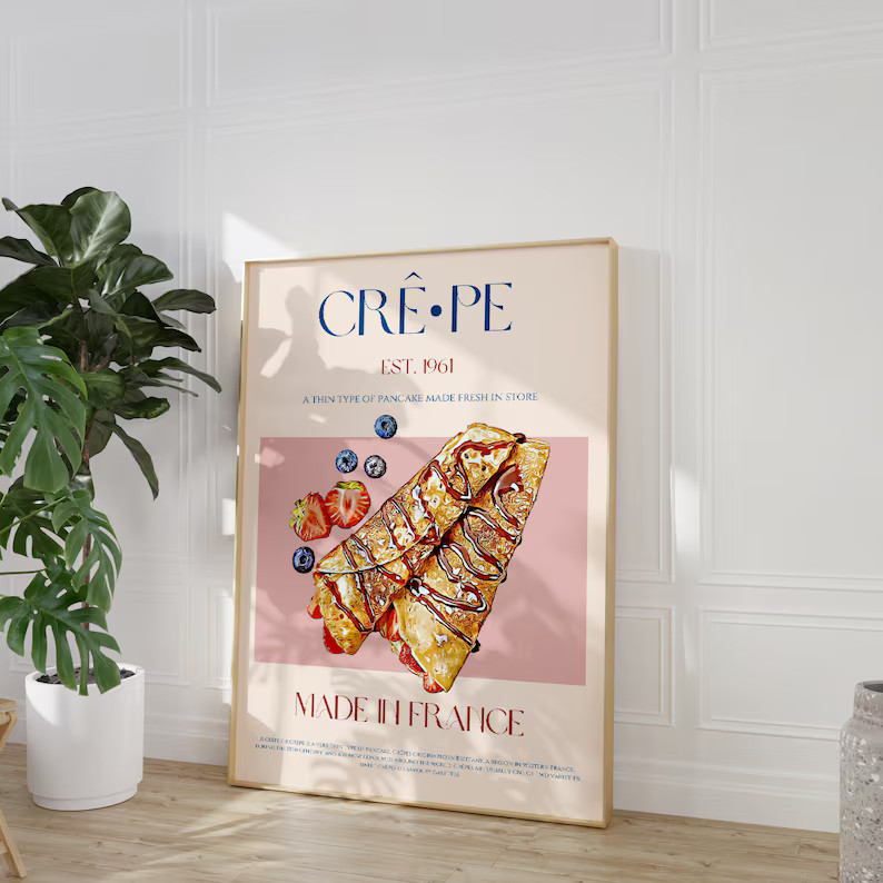 Crêpe Print, French Food Print, Exhibition Poster, Mid Century Modern, Downloadable Art, Digital... | Etsy (US)