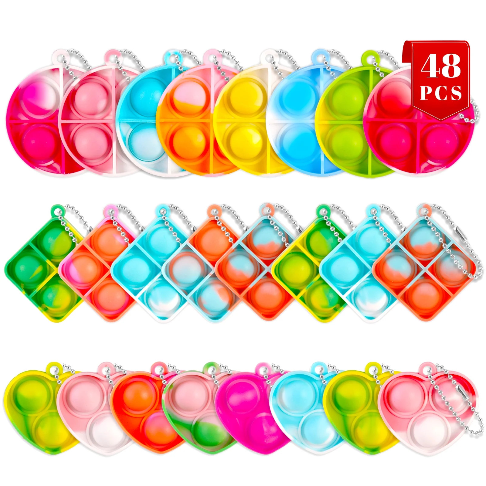 Armscye 48Pcs Pop Fidget Keychain, Mini Pops Its Keychain Bulk Toys, Sensory Stress Toy Mini Fidg... | Walmart (US)