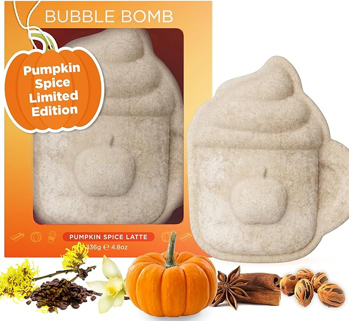 Pumpkin Spice Latte Bath Bomb for Women & Girls – Luxury Fall Bath Bombs (Giftable Packaging) -... | Amazon (US)