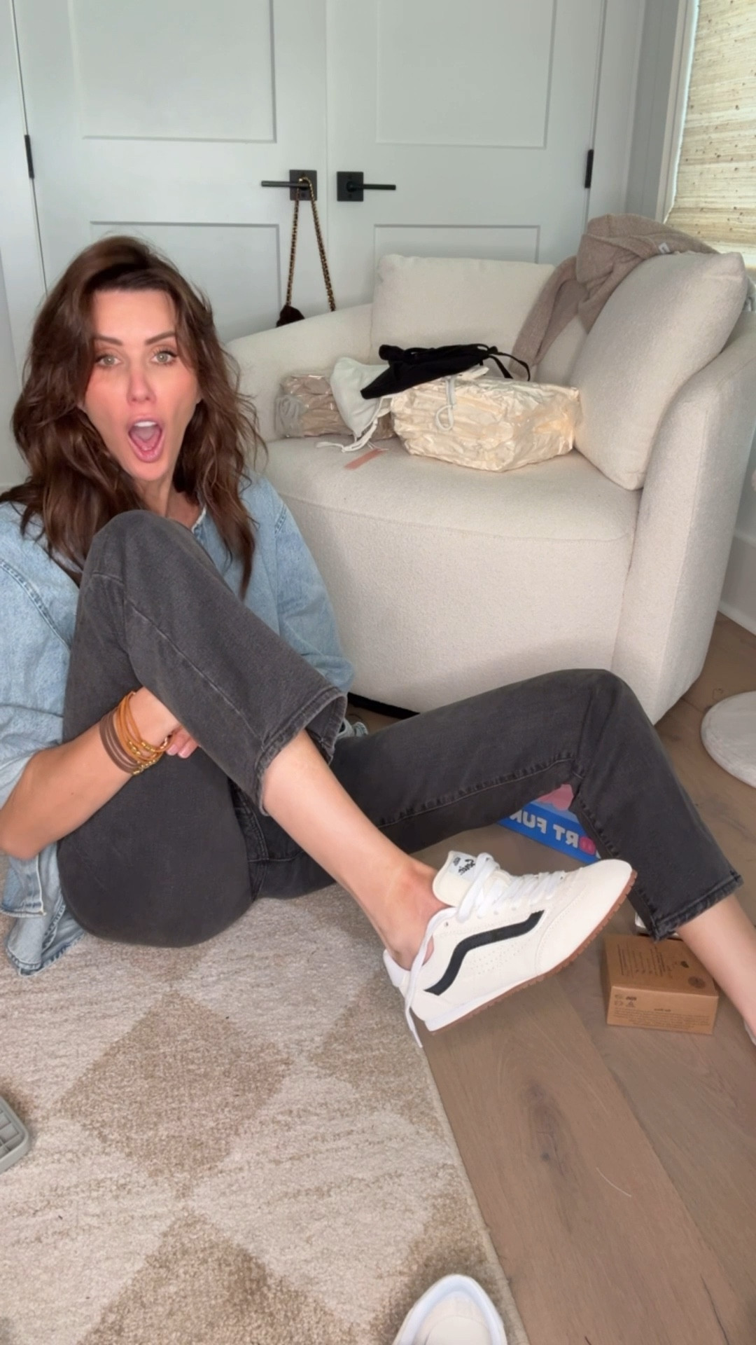 o resized denim shirt // black white sneakers

#LTKOver40 #LTKootd