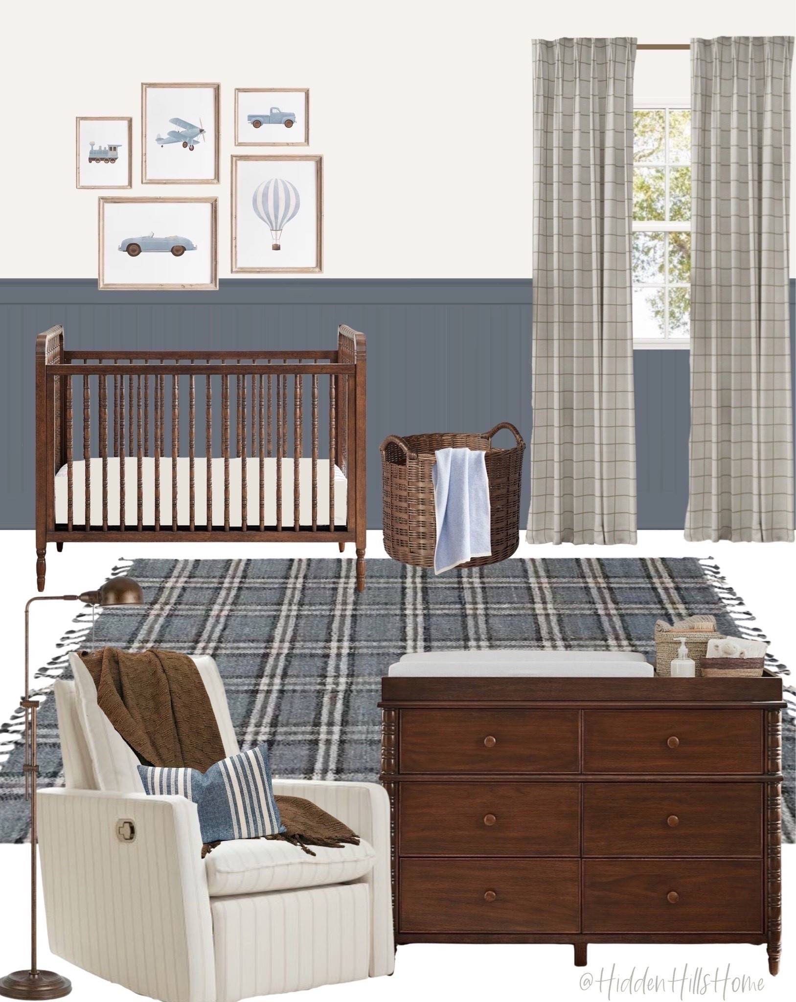 Nursery decor mood board, nursery design ideas, nursery inspiration for baby boy, baby boys room decor, crib, glider chair #nursery
Wall color is SW Stormcloud and Heron Plume 

#LTKSaleAlert #LTKBaby #LTKHome