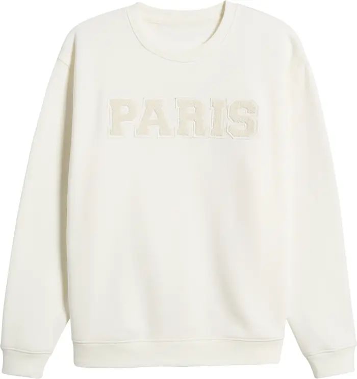 Paris Bouclé Patch Cotton Blend Sweatshirt | Nordstrom