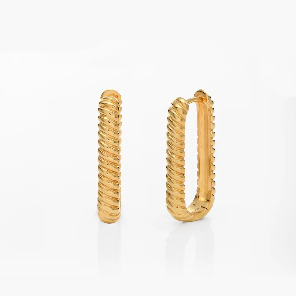 Twisted Rectangle Hoop Earrings- Gold Vermeil | Oak & Luna (US)