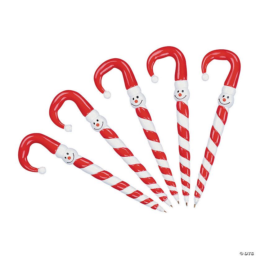 Candy Cane Snowman Pens - 12 Pc. | Oriental Trading Company