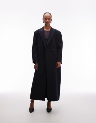 ASOS DESIGN oversized manzy maxi blazer in navy | ASOS (Global)