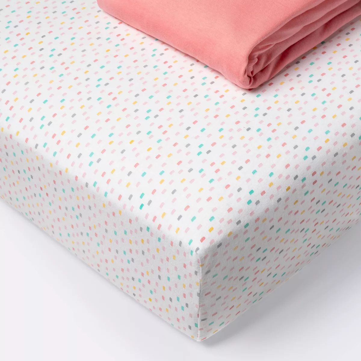 Fitted Jersey Crib Sheet - Cloud Island™ Confetti/Coral 2pk | Target