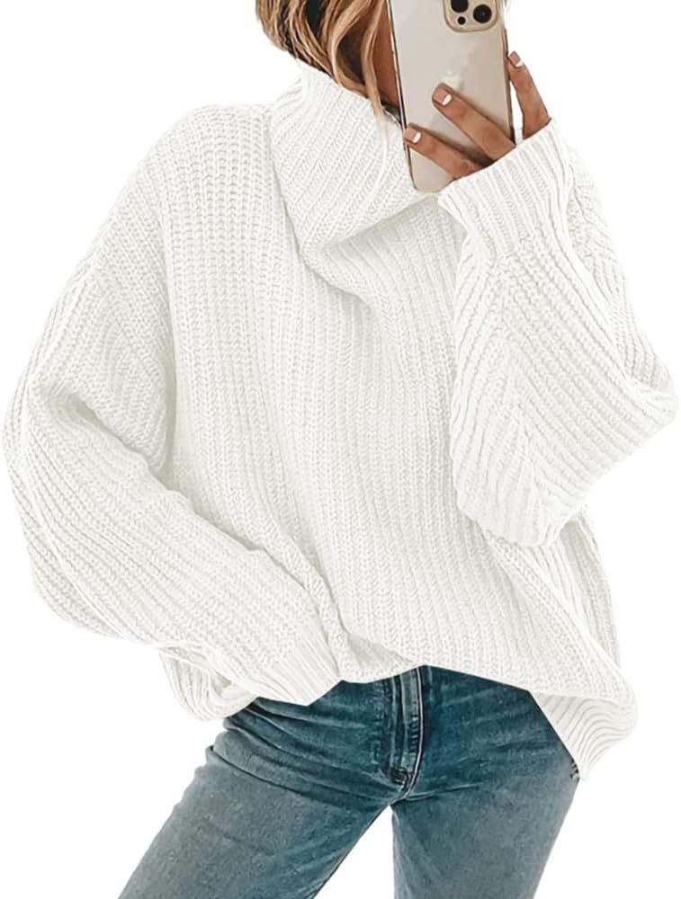 SySea Women's Turtleneck Long Sleeve Sweaters Knit Oversized Slouchy Fall Pullover Jumper Tops | Amazon (US)