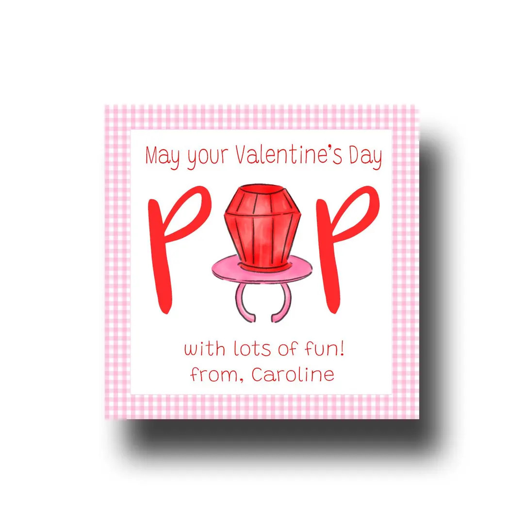Valentine Tags & Stickers, Pop Full of Fun Candy Ring Personalized Valentine - Etsy | Etsy (US)