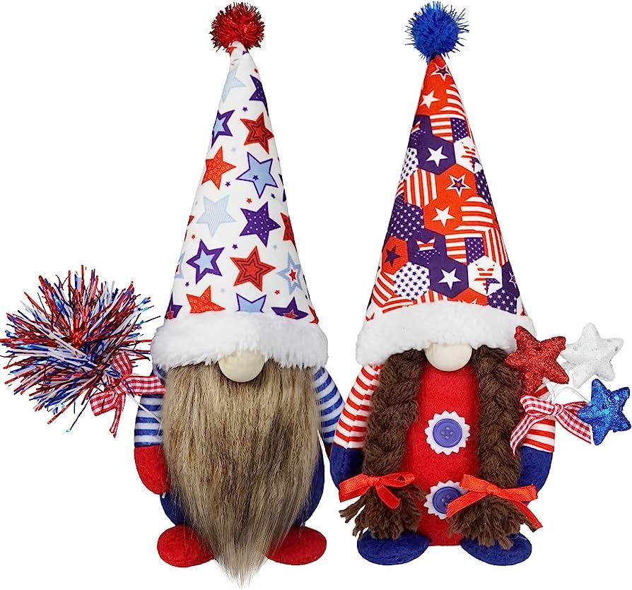 4th of July Gnome Decorations,Patriotic Gnomes Plush, Red White and Blue Stars Strips Independenc... | Amazon (US)