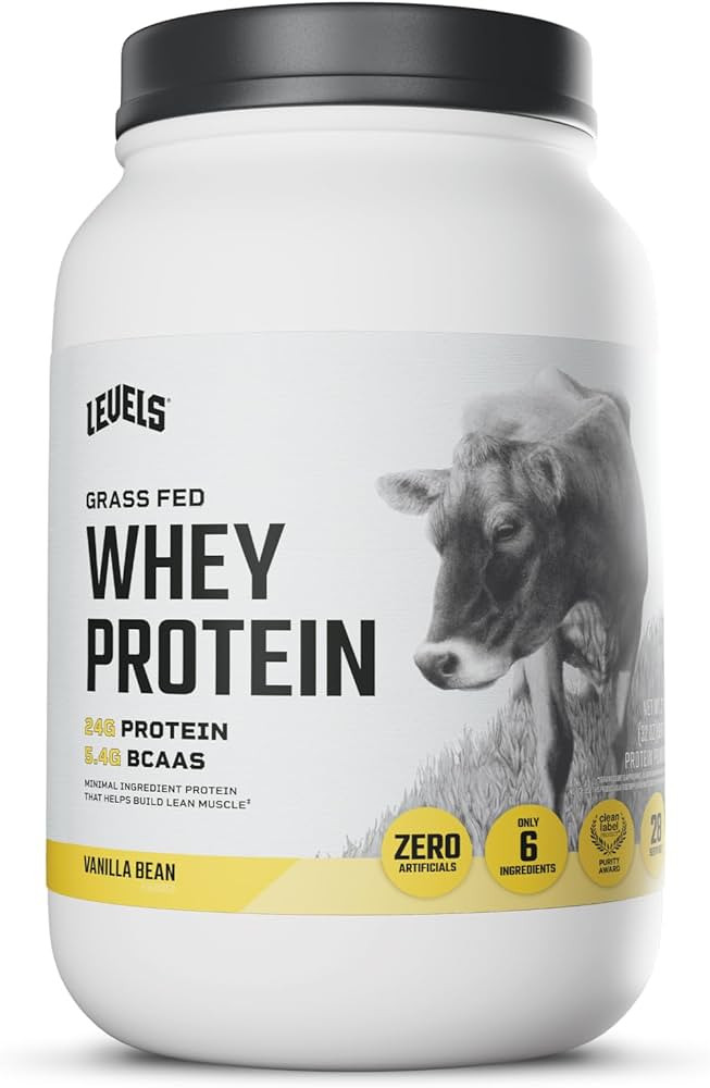 Levels Grass Fed Whey Protein Powder, No Artificials, 24G of Protein, Vanilla Bean, 2LB | Amazon (US)
