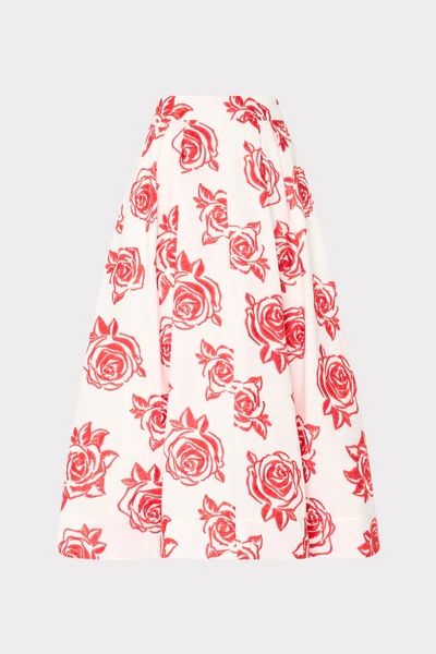 Juliet Rose Embroidery Midi Skirt | MILLY