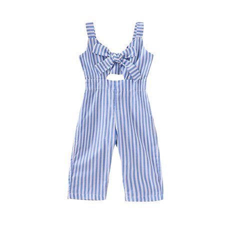 4T Baby Girl Clothes Blue Striped Overalls Pants Outfits Baby Girl Strap Jumpsuit Halter Bodysuit | Walmart (US)