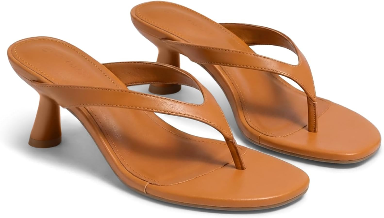Coutgo Womens Kitten Low Heels Flip Flop Open Toe Thong Sandals Slides Slip On Summer Beach Dress... | Amazon (US)