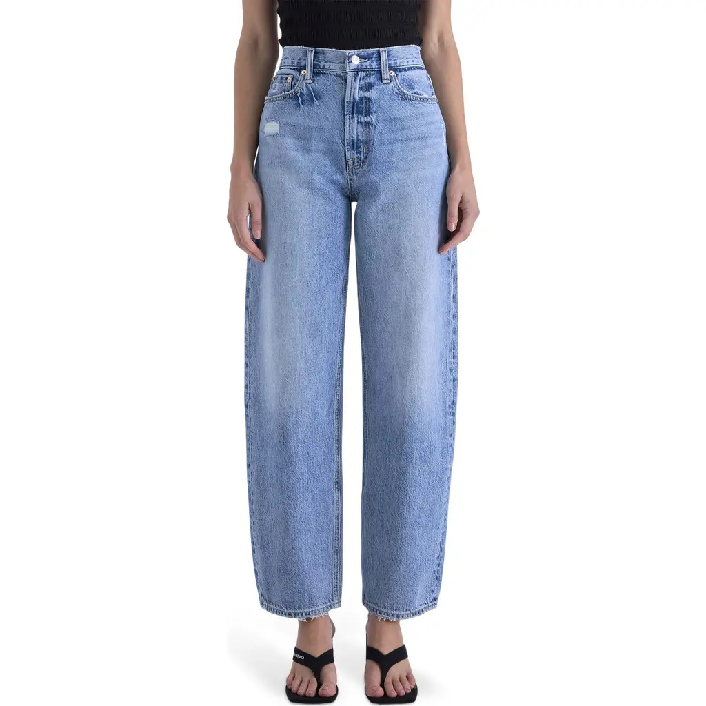 Pistola Wes High Waist Barrel Jeans in Blue Cloud at Nordstrom, Size 32 | Nordstrom