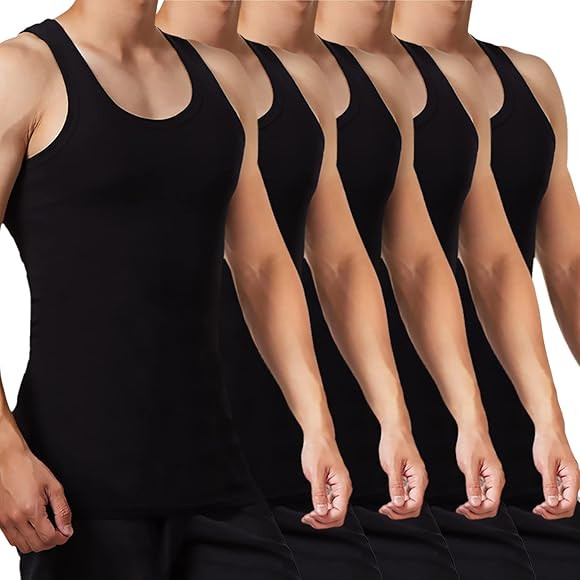 FALARY Mens Vest Tops Pack of 5 Tank Tops Fitted 100% Cotton | Amazon (UK)