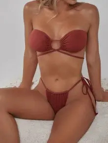 ZAFUL Multi Way Ribbed Tanga Bikini Swimwear | ZAFUL (Global)