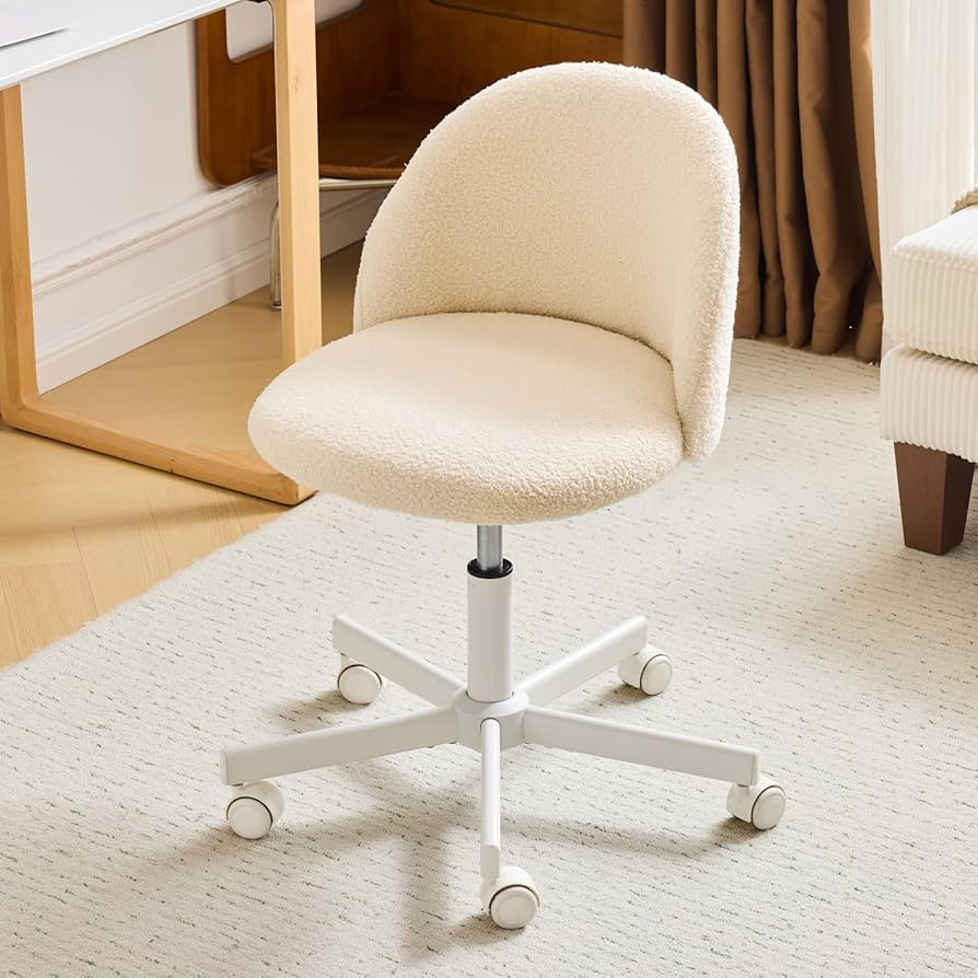 VINGLI Candy Chair Armless Cute Desk Chair,Comfy Small Office Chair with Wheels,Vanity Chair Lumb... | Amazon (US)