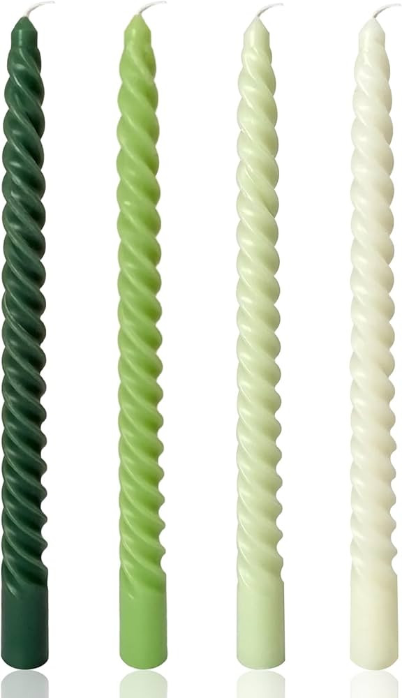 10 Inch Spiral Taper Candles for Home Decoration, 4 Pack Green-Gradient Candlesticks for Dinner P... | Amazon (US)