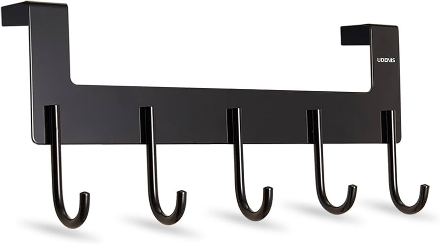 UDENIS Over Door Hanger, Metal Over The Door Hook Rack with 5 Hooks for Hanging Towel Robe Coat B... | Amazon (US)