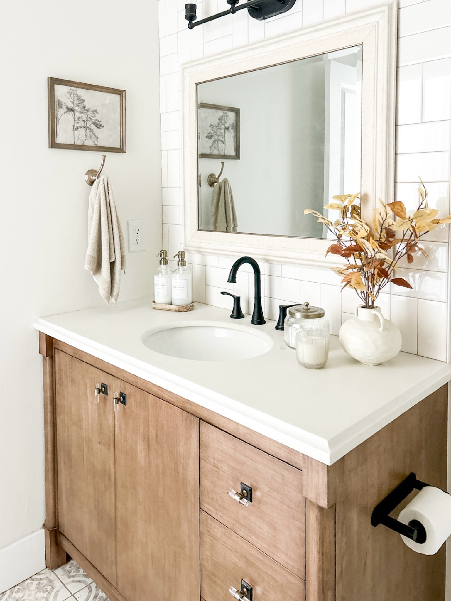 Fall Bathroom Inspo
This exact vanity is discontinued but I linked one the same size and color! 

Bathroom vanity, bathroom cabinet, bathroom decor, fall decor, fall florals, soap dispenser, neutral towel, champagne bronze, target decor 

#LTKHome #LTKSeasonal #LTKSaleAlert