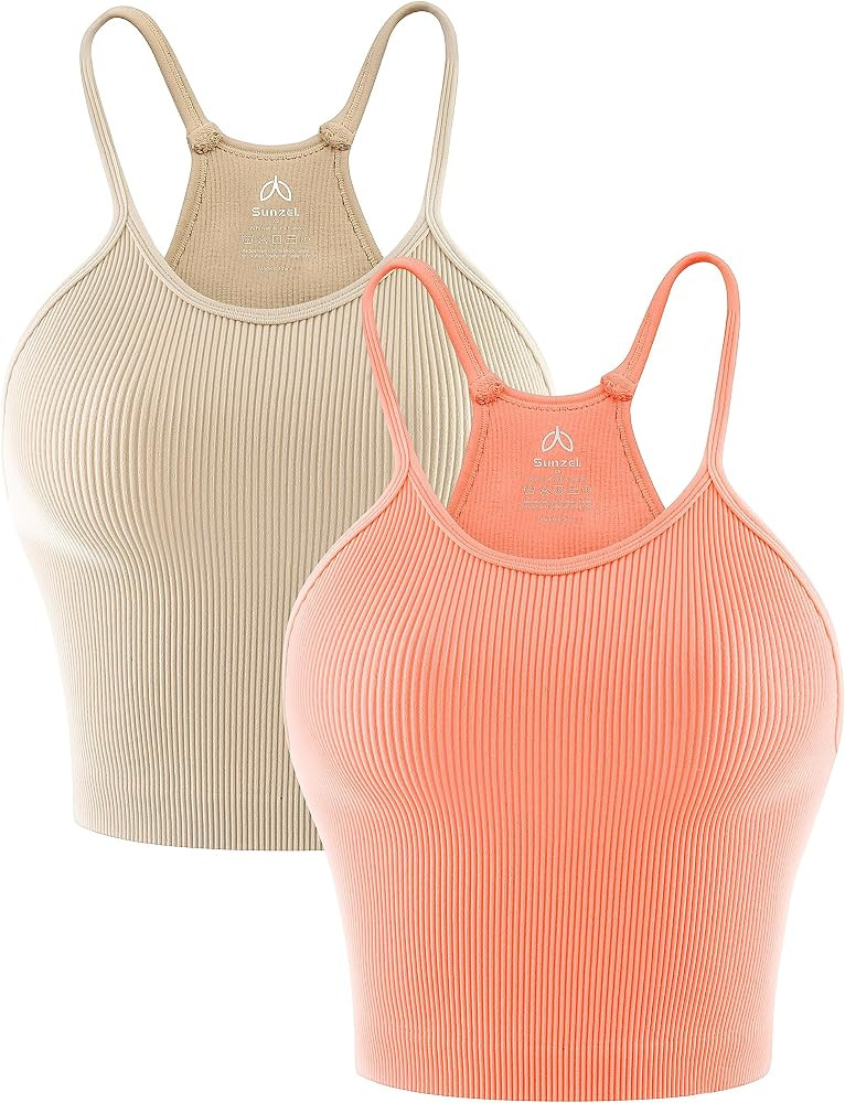 Sunzel Free to Be Tank, Crop Ribbed Tank Tops Seamless Racerback Camisoles No pad Camis Cropped S... | Amazon (US)
