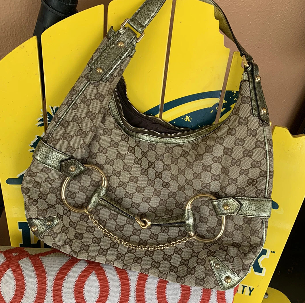 GUCCI Horsebit Shoulder Purse Tote Bag Canvas Soft Material With Gold Hardware  | eBay | eBay US