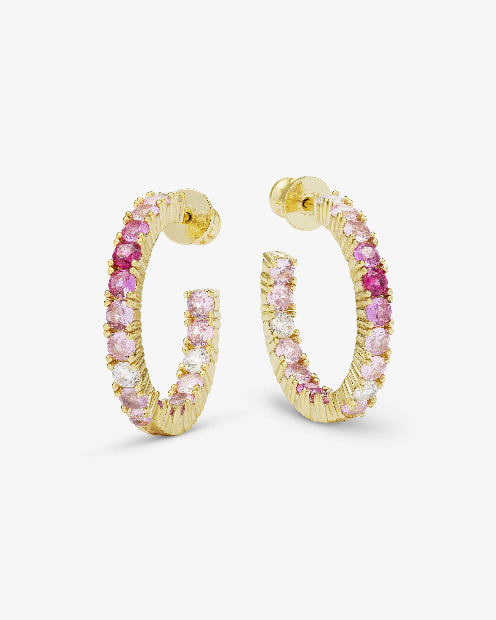 Heiress Ombré Hoops 1" - Gold|Pink Sapphire Ombré | Melinda Maria Jewelry