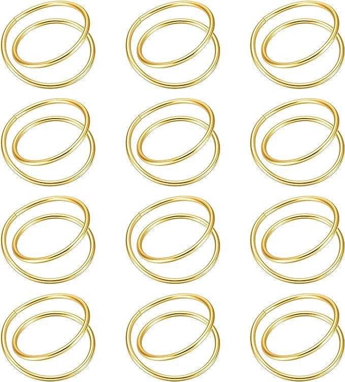 12 Pieces Gold Napkin Rings Metal Spiral Napkin Rings Buckles Simple Alloy Napkin Rings Serviette... | Amazon (US)