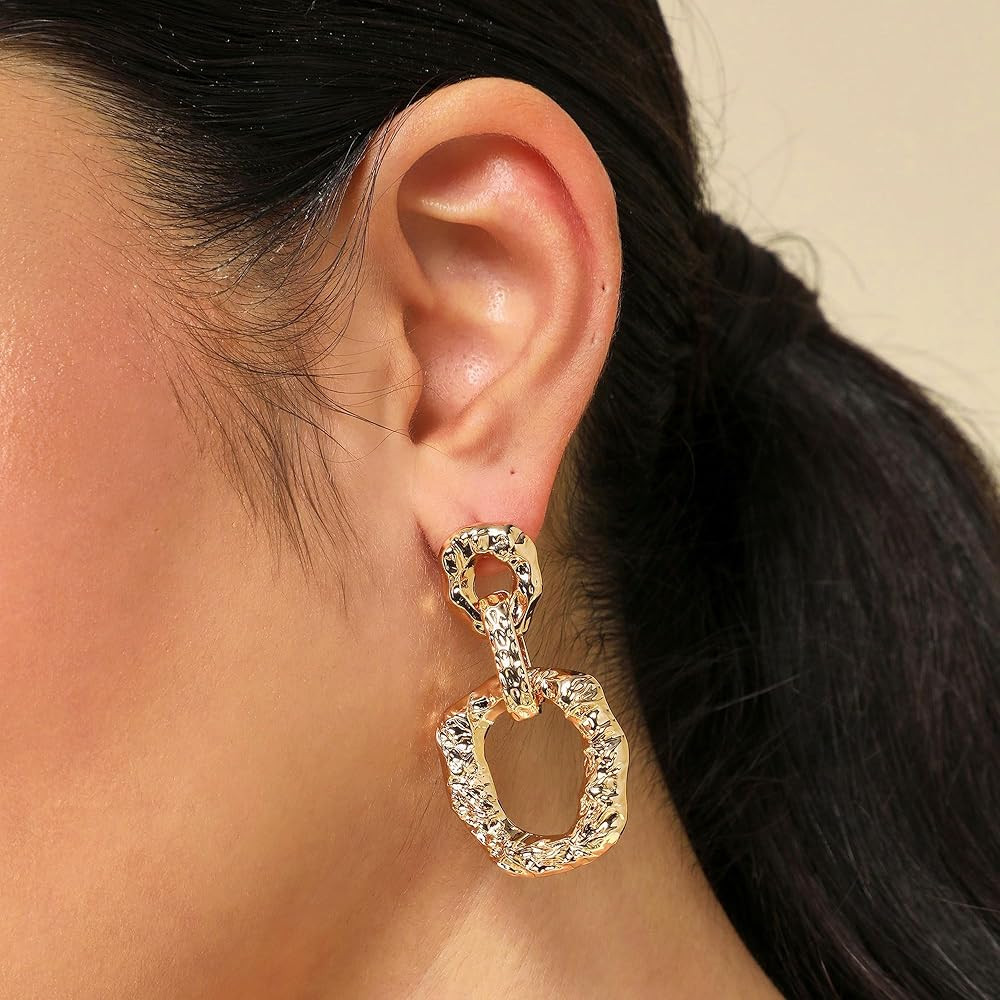 Gold Earrings for Women, Trendy 14K Gold Plated Simple Hypoallergenic Earring Set Dainty Piercing Jewelry Gift | Amazon (US)