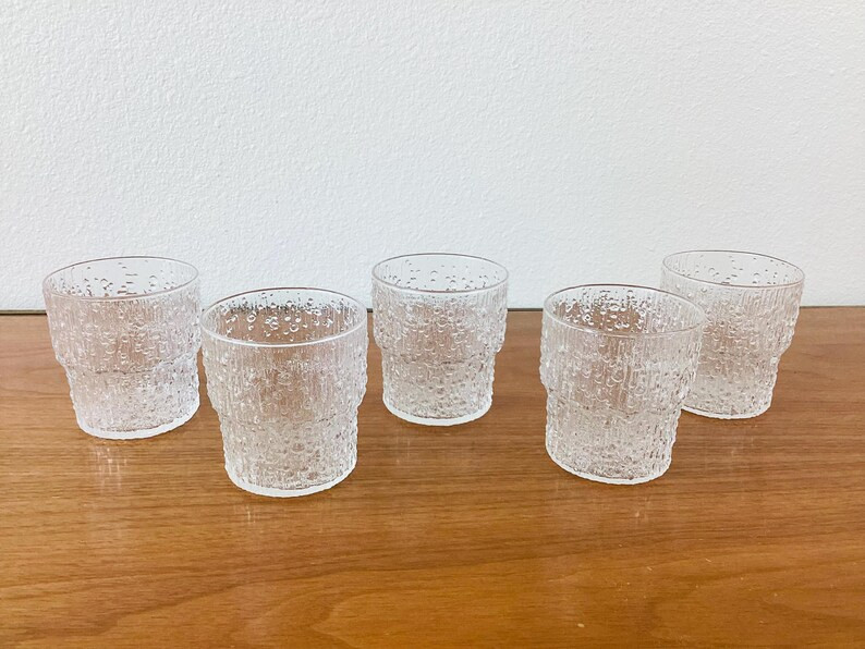 Vintage 1960s TAPIO WIRKKALA Ultima Thule Glasses 5pc Set Iced Glass / Ittalia / Mid Century Mode... | Etsy (US)