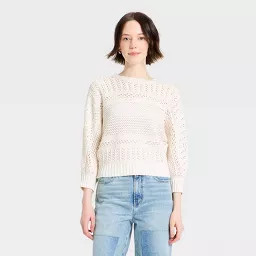 Women's Dolman Crewneck  Pullover Sweater - Universal Thread\u2122 Cream S | Target