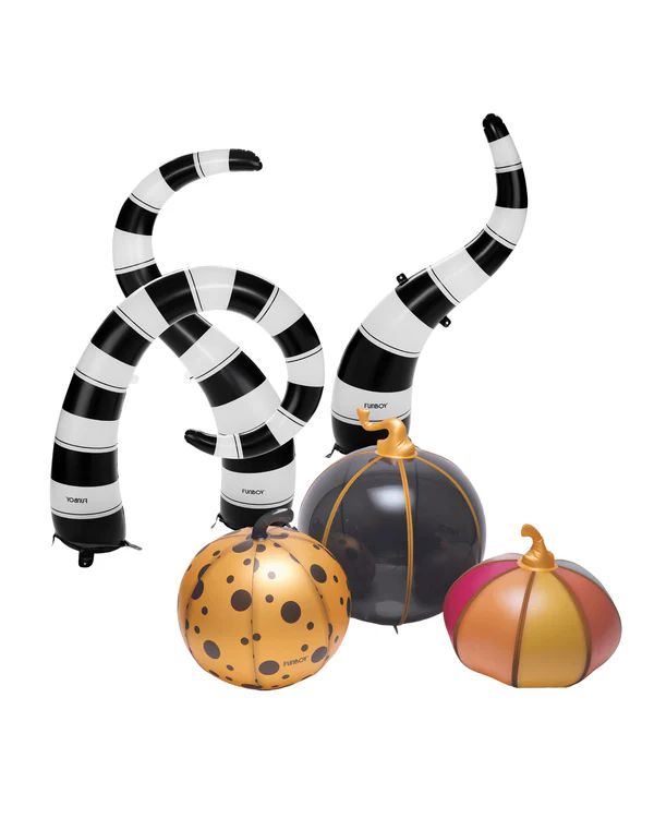 Light Up Halloween Lawn Snake & Inflatable Multicolor Pumpkins | FUNBOY