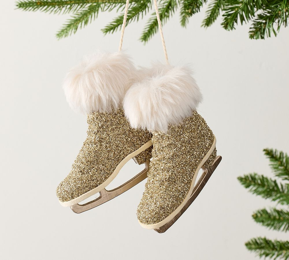 Sparkly Gold Skates Ornament | Pottery Barn (US)
