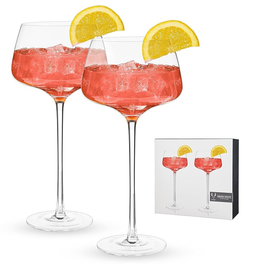 Viski Angled Stemmed Cocktail Glasses for Aperol Spritz, Campari Spritz, Tonic, Classic Cocktails... | Amazon (US)