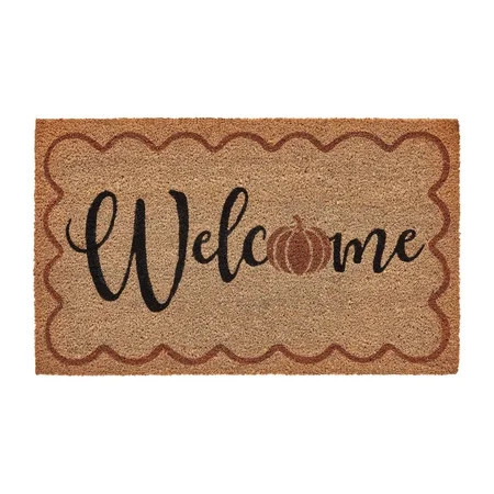 My Texas House Natural/Multicolor Pumpkin Welcome Outdoor Coir Doormat, 30" x 48" | Walmart (US)