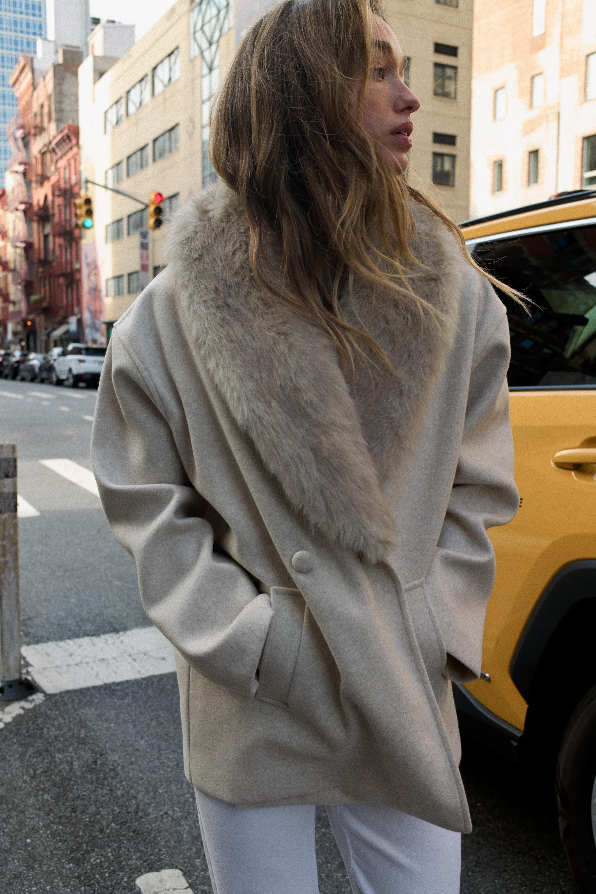 SOFT COAT WITH FAUX FUR COLLAR | Zara US