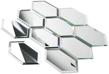 Peel and Stick Beveled Mirror Tile, 4x6 Inch Mirror Backsplash Tiles Long Hexagon for Kitchen Bat... | Amazon (US)