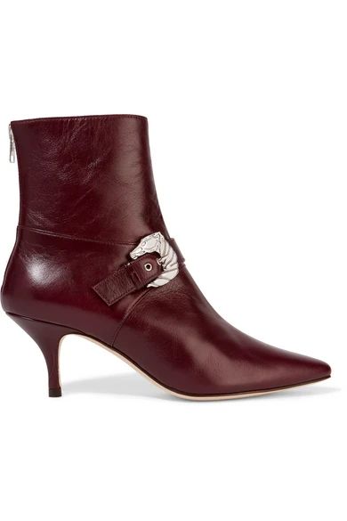 DORATEYMUR - Saloon Buckled Leather Ankle Boots - Burgundy | NET-A-PORTER (US)