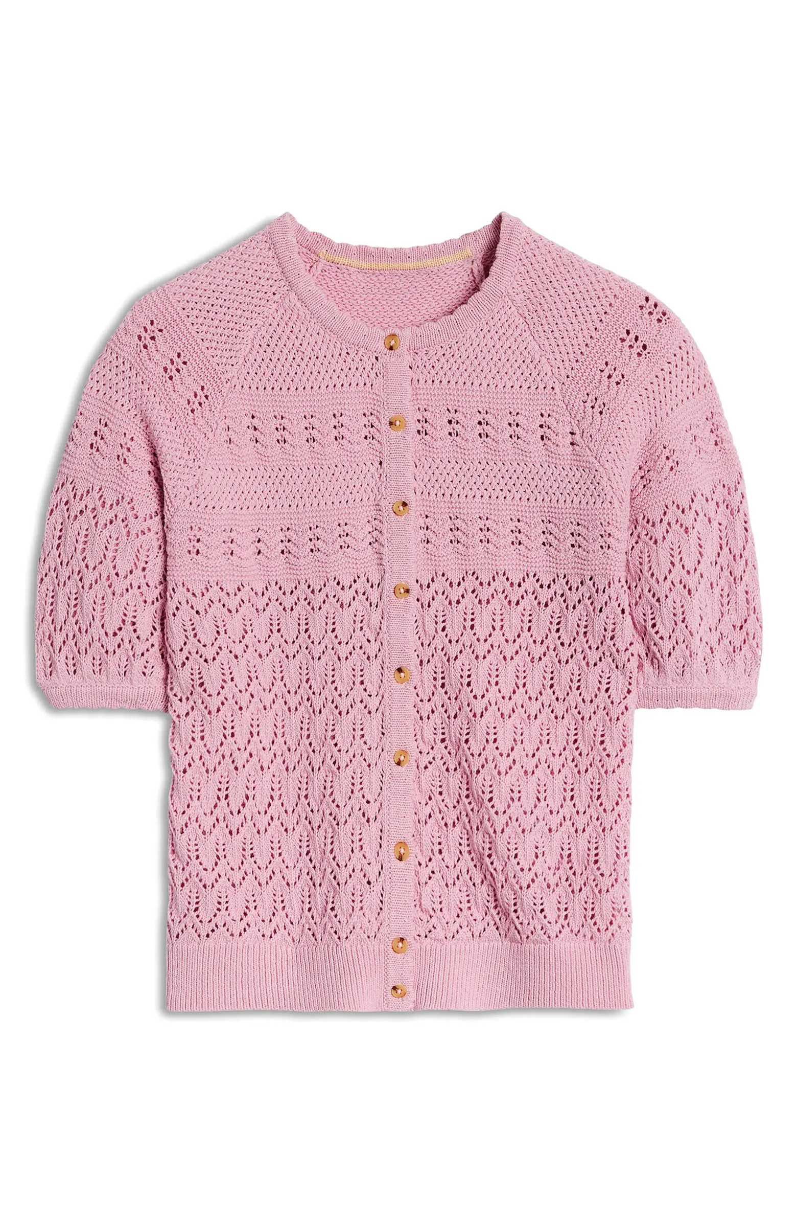 Boden Elodie Openwork Short Sleeve Cotton Cardigan | Nordstrom | Nordstrom