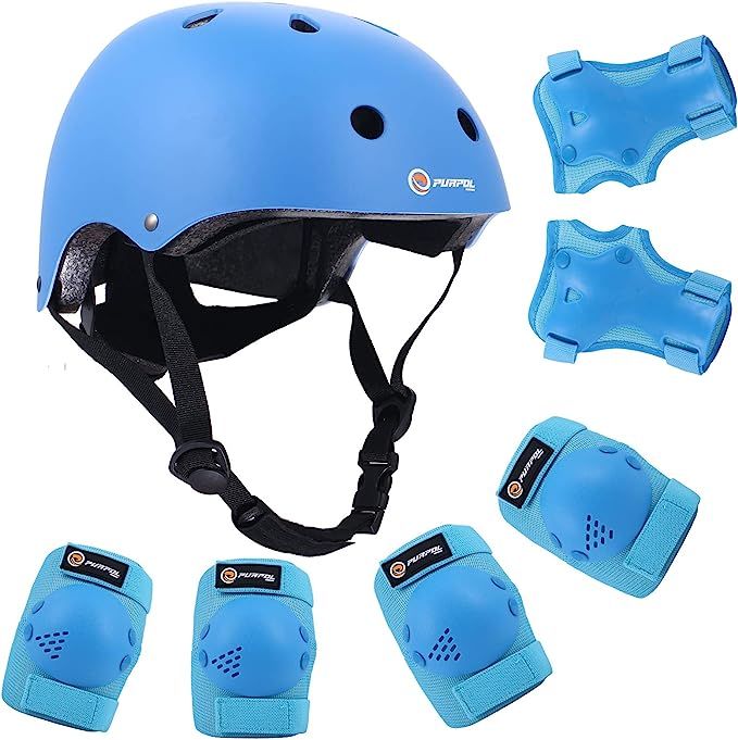 Purpol Kids Bike Helmet, Toddler Helmet for Ages 3-8 Boys Girls with Sports Protective Gear Set K... | Amazon (US)