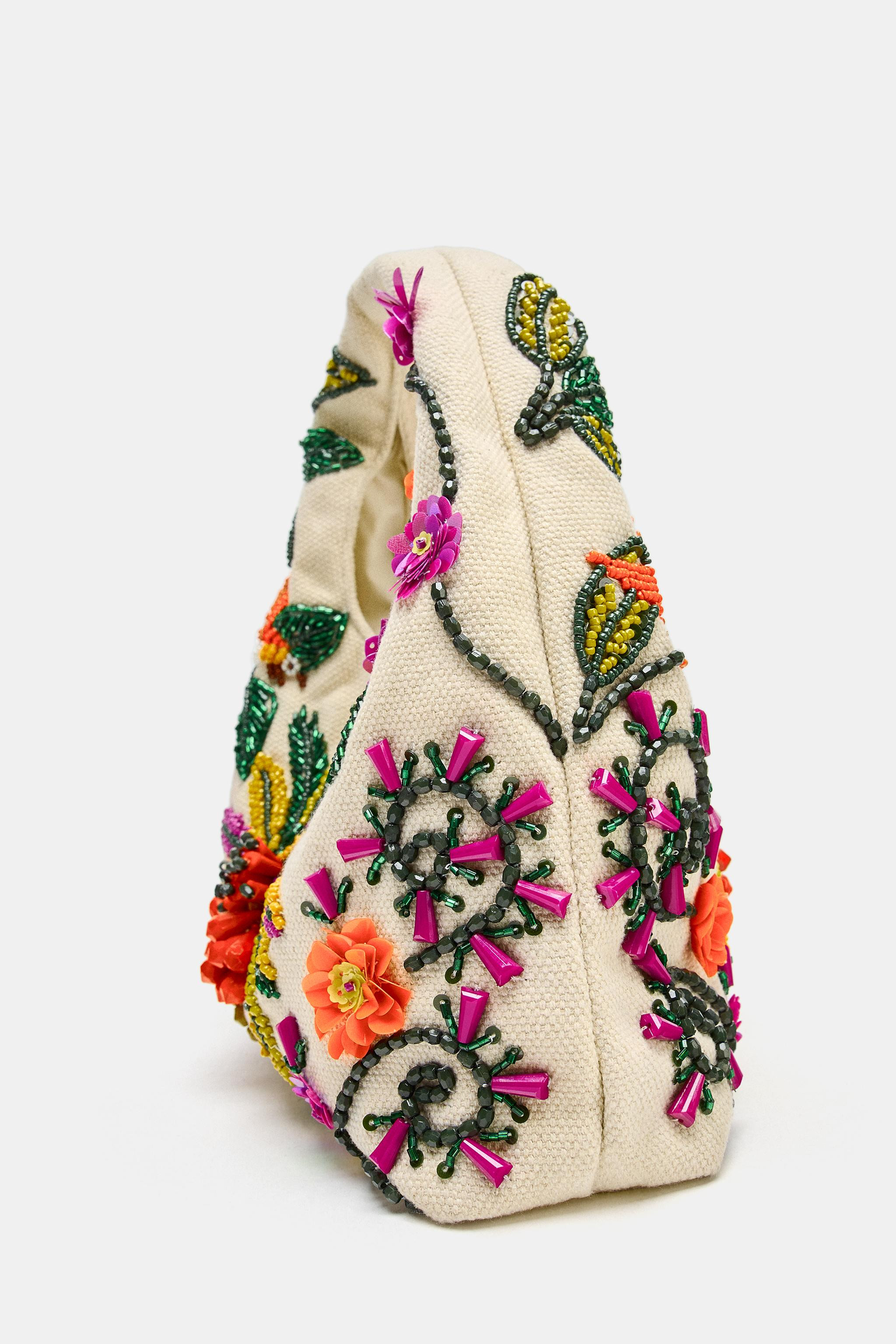 BEADED PRINTED BAG | Zara Canada