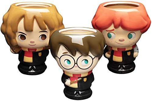 Harry Potter Coffee Mugs, 3 Pack - Harry, Ron, Hermione Cute Figural Goblet Cup Design by Jerrod Mar | Amazon (US)