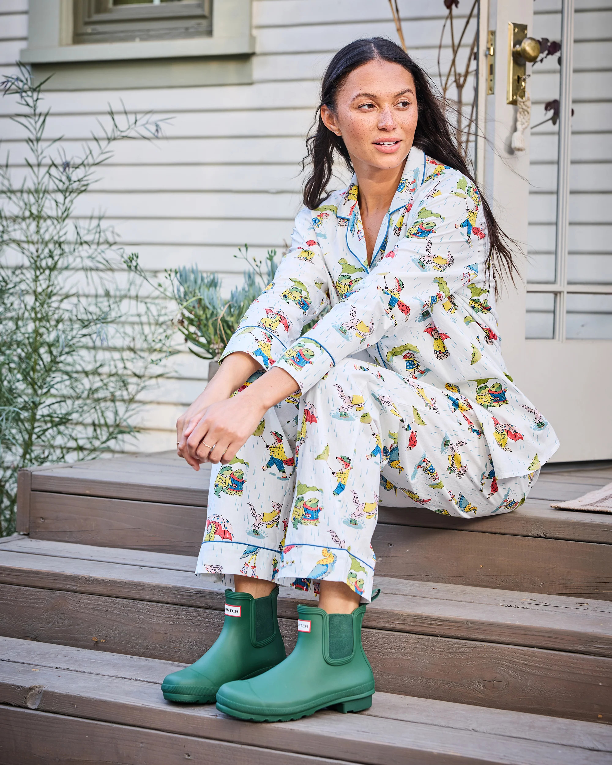 Spring Showers - Long PJ Set - Rain Cloud | Printfresh
