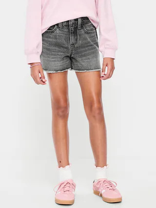 High-Waisted Frayed-Hem Jean Shorts for Girls | Old Navy (US)