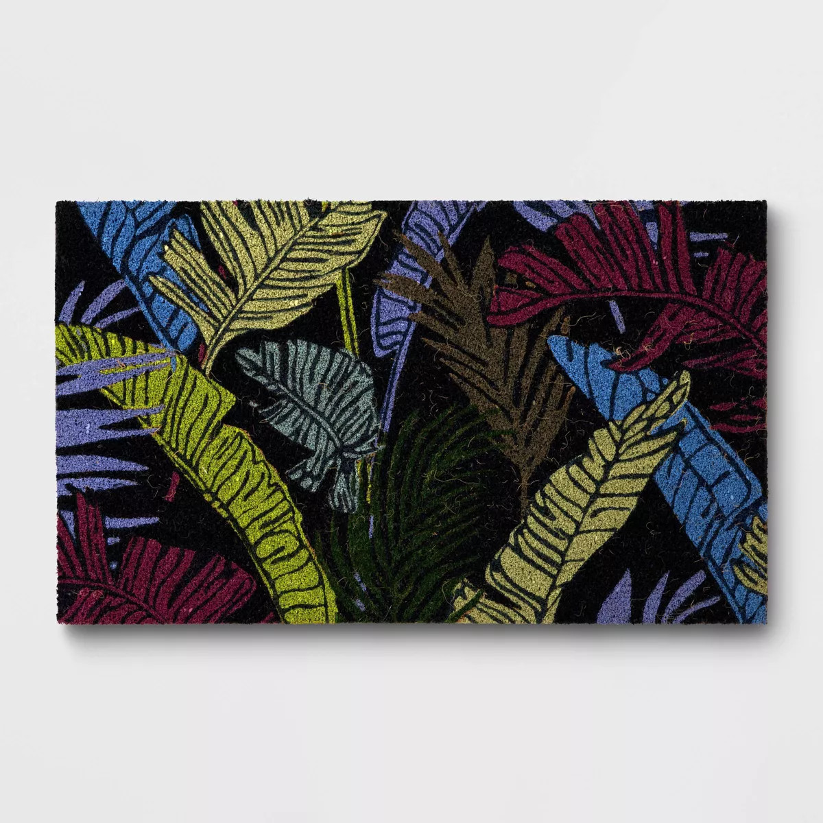 1'6"x2'6" Palm and Banana Rectangular Outdoor Tropical Doormat Navy Blue - Threshold™ | Target