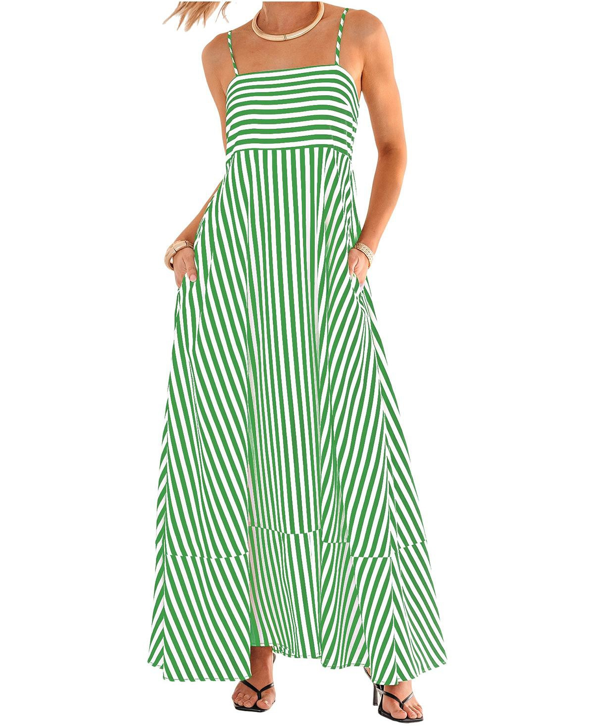Cupshe Women's Subtle Lines Striped Maxi Beach Dress - Open green | Macy's