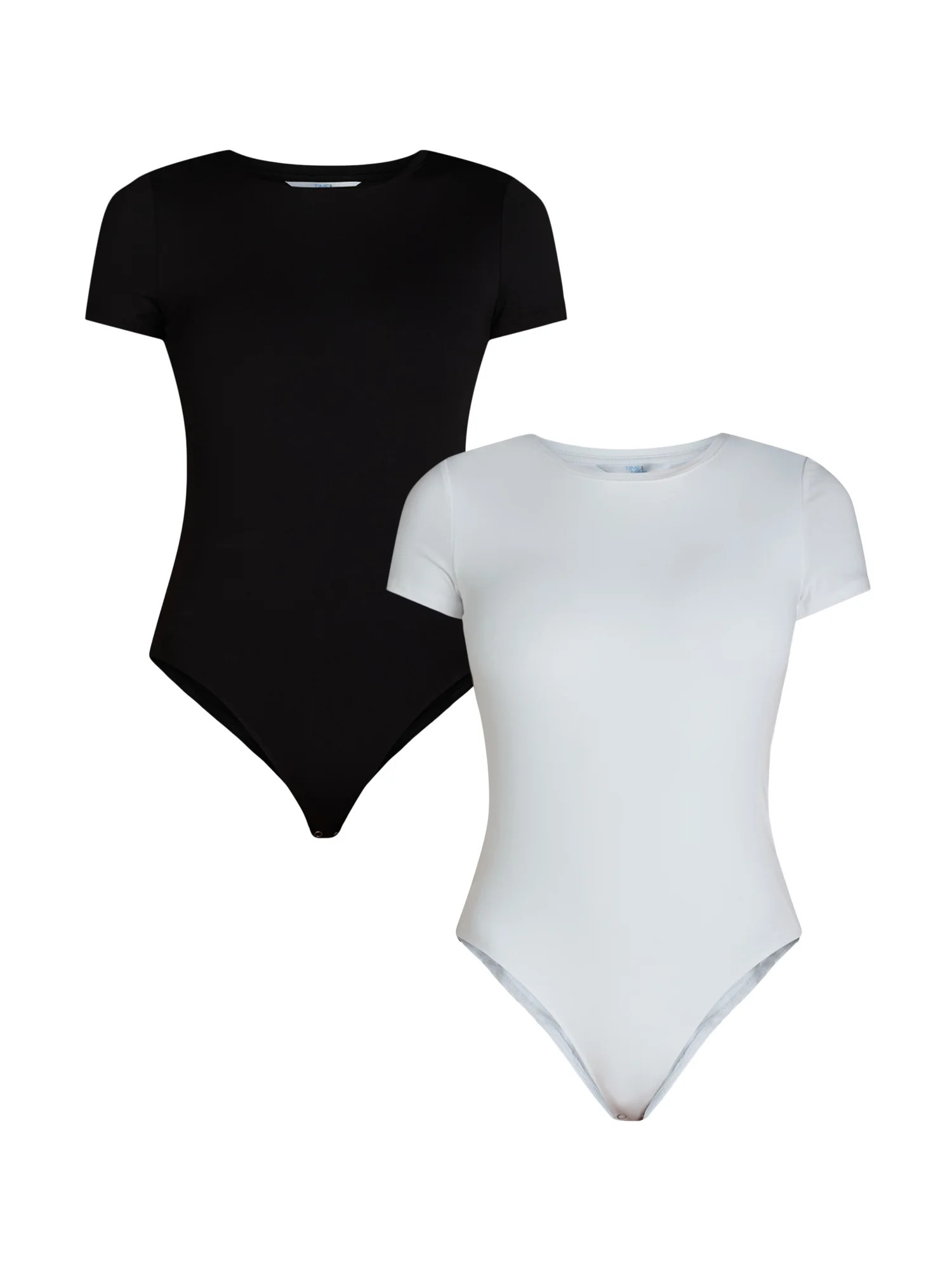 Time and Tru Women's Short Sleeve Smoothing Bodysuit, 2-Pack, Sizes XS-XXXL - Walmart.com | Walmart (US)